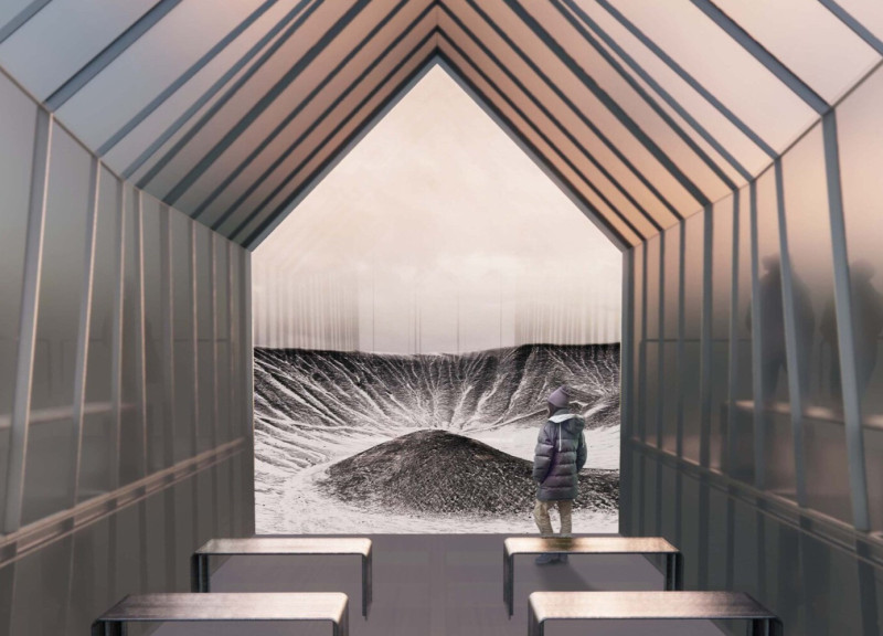 Translucent Panels Capturing Light in a Volcanic Landscape