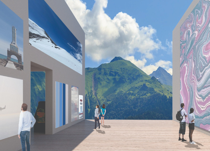 Floating Community Spaces in Ethereal Blue and White Environments