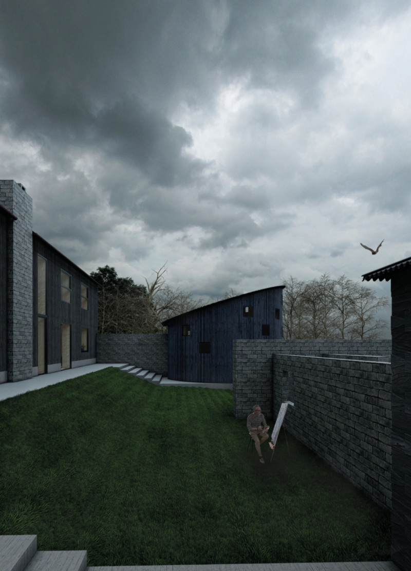 Full-Height Fireplace with Blockbau Craftsmanship Supporting Ecological Living