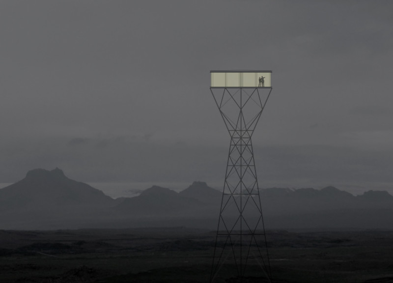 Backlit Observation Platform with Structural Steel Framework
