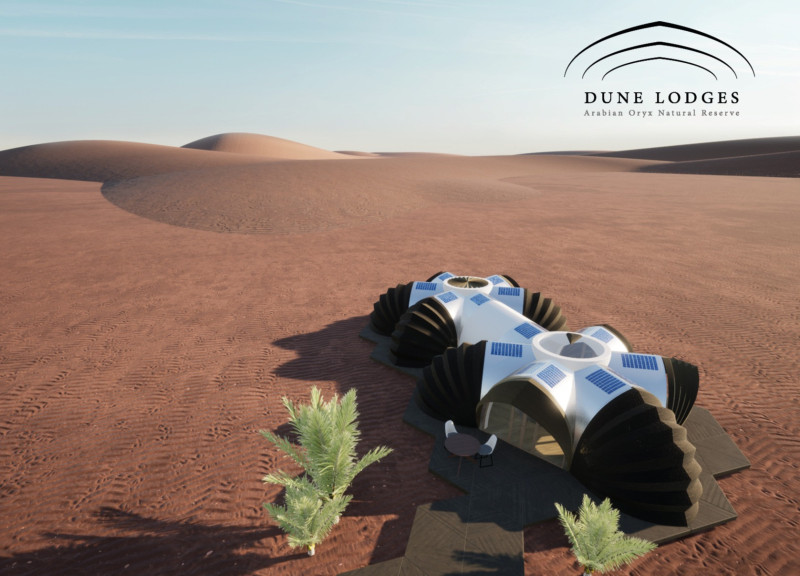 Kinetic Skin and Cooling Ribs in off-Grid Desert Lodges
