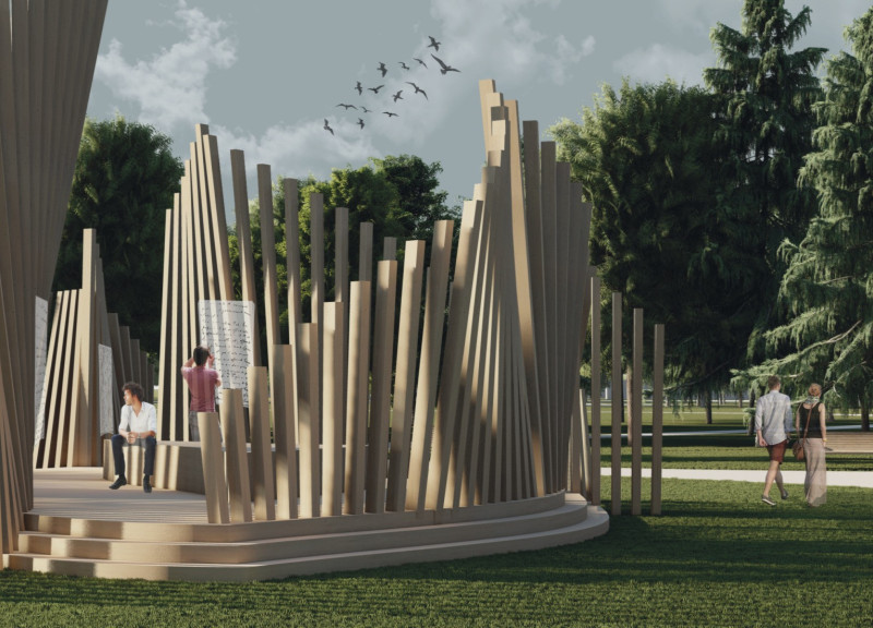 Triangular Timber Pavilion for Community Engagement