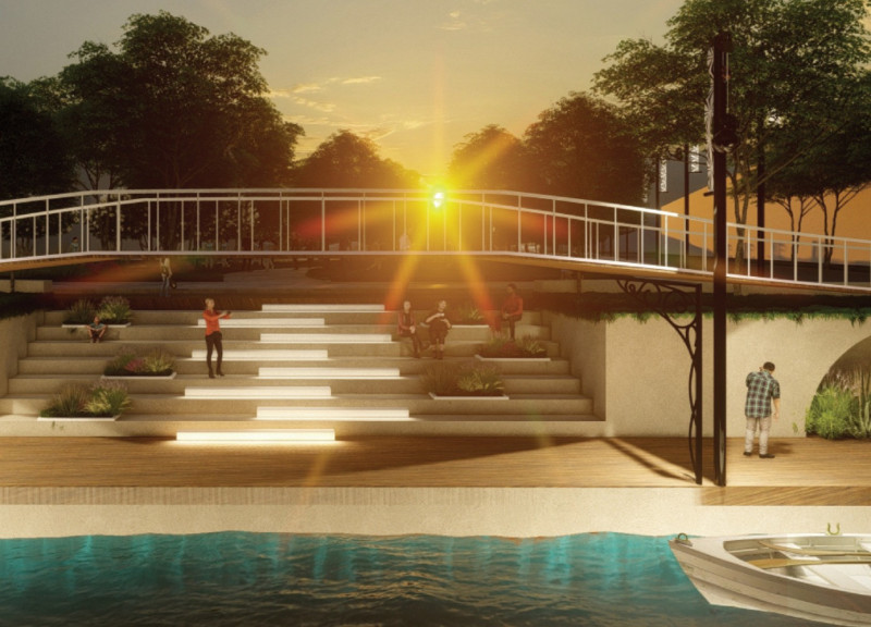 Elevated Bike Highways and Textiles Inspired by History in a Revitalized Urban Canal Space