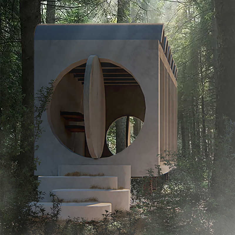 Mud Walls and Vaulted Space in a Small Retreat for Introspection