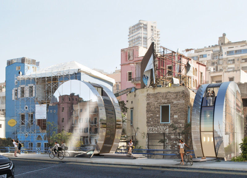Kaleidoscope Reflections in White Mirror Panels and Cork Insulation for Micro Housing