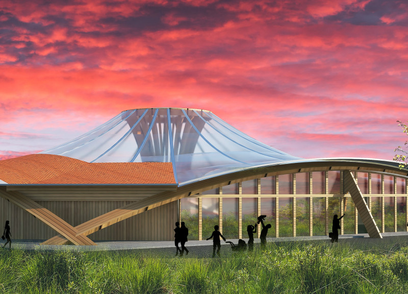 Charred Wooden Shingles and Cross-Laminated Timber Define a Volcanic Dining Experience