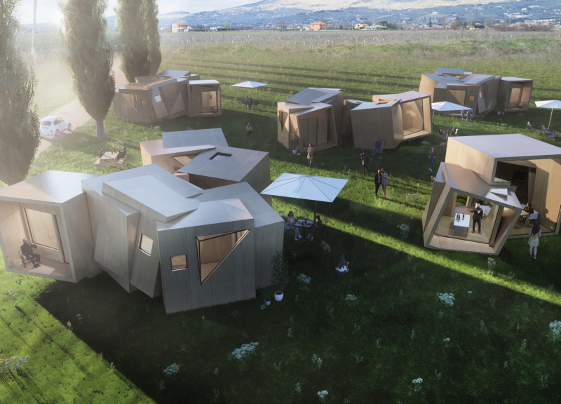 Branching Cubes in Cross-Laminated Timber Integrating Natural Landscape