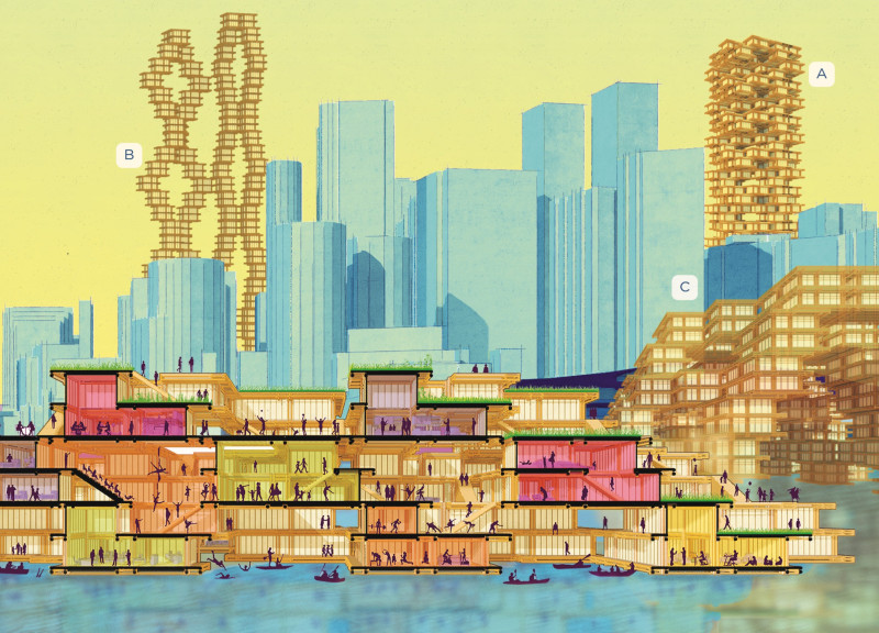 Precast Modules Enhanced by Water Recycling and Laminated Wood Integration