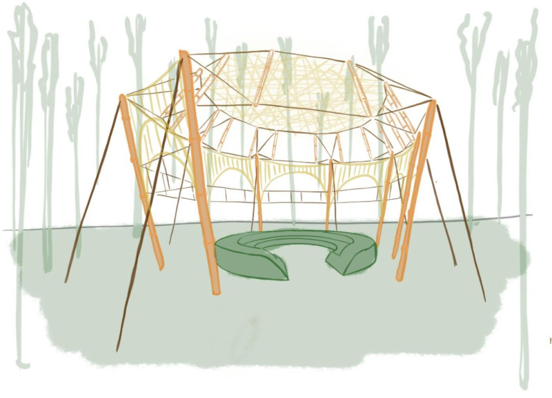 Tensegrity Pavilion Crafted from Local Bamboo for Cultural Education