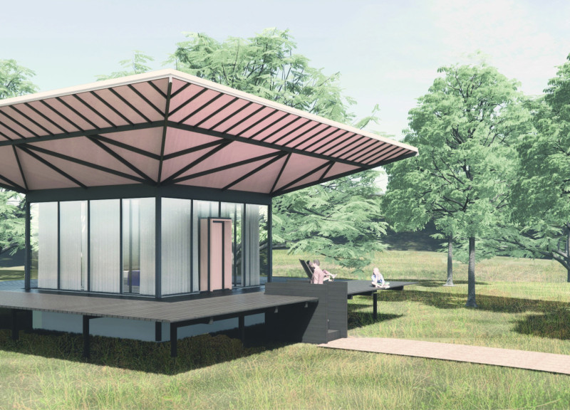 Pine Wood Cabins Embracing Nature with Inverted Pyramid Forms