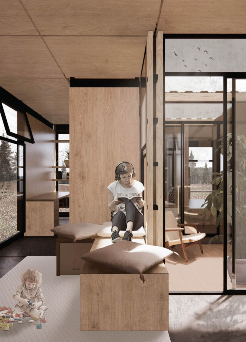 Wooden Beams and Metal Flanges Shape Flexible Living Spaces in Sustainable Design