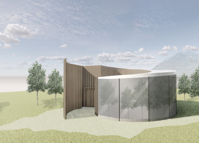 Reflective Façade and Circular Arc Design in a Natural Retreat