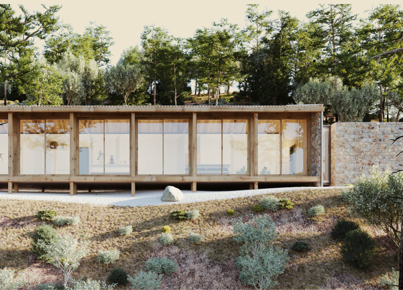 Stone and Wood Harmony in a Tranquil Yoga Retreat