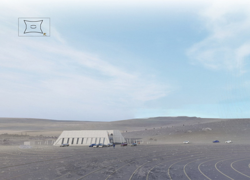 Volcanic Concrete and Natural Springs Enhance a Landscape Coffee Shop