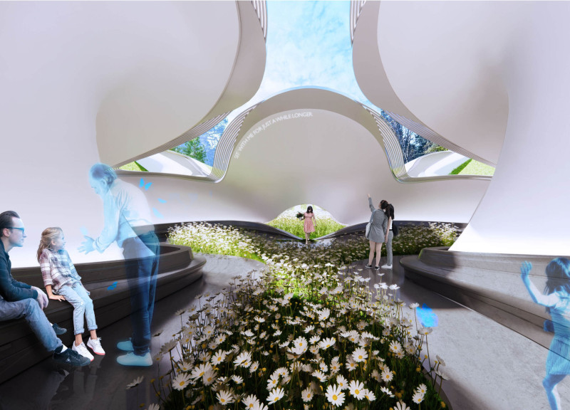 Breathing Spaces with Concrete Retaining Walls and Columbarium Niches