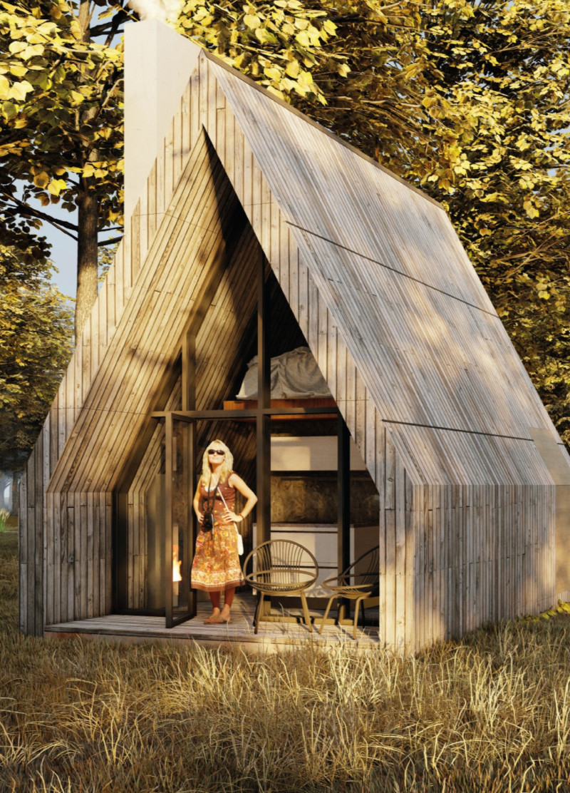 Timber Cabins Integrated with a Woodland Ecosystem
