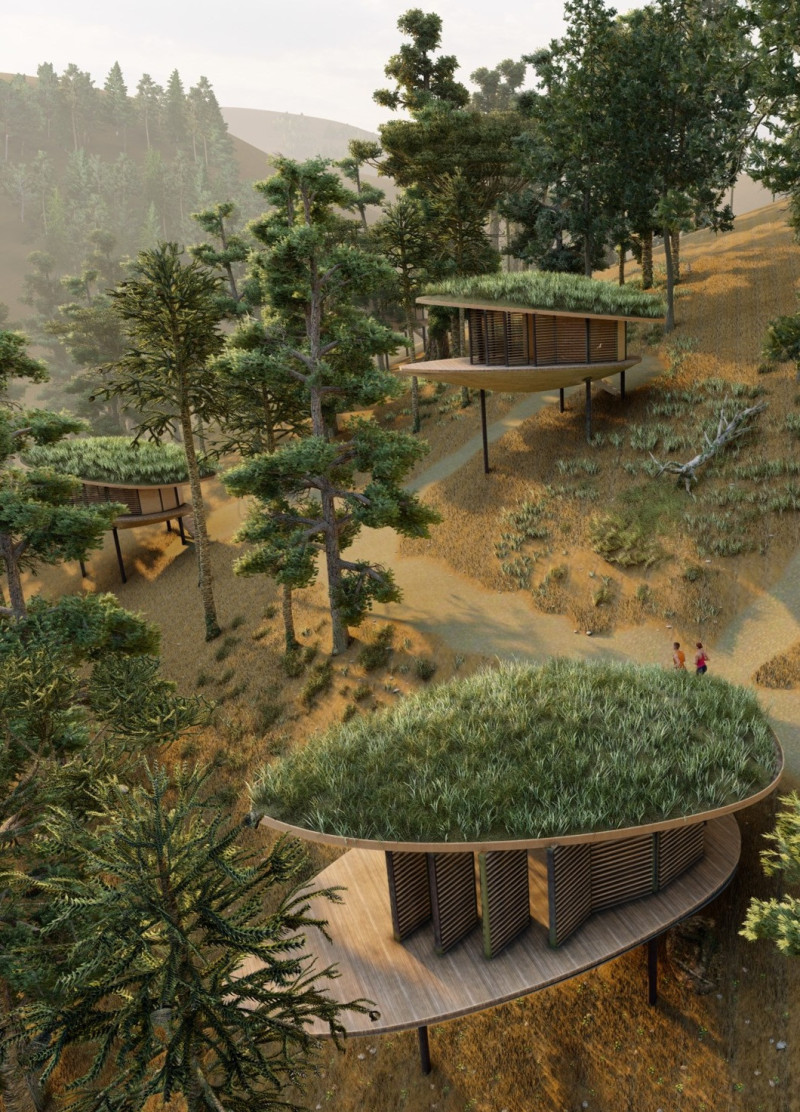 Pods Crafted from Agro-Waste in a Pine Forest Retreat