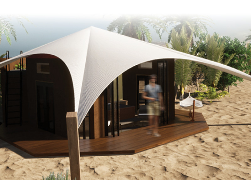 Circles of Reflection with Low-E Glass and Marble in a Desert Oasis