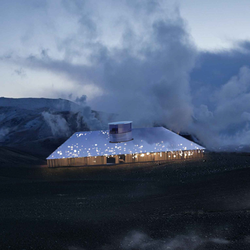 Celestial Skylight Within a Crater-Form Structure Utilizing Sustainable Wood Elements