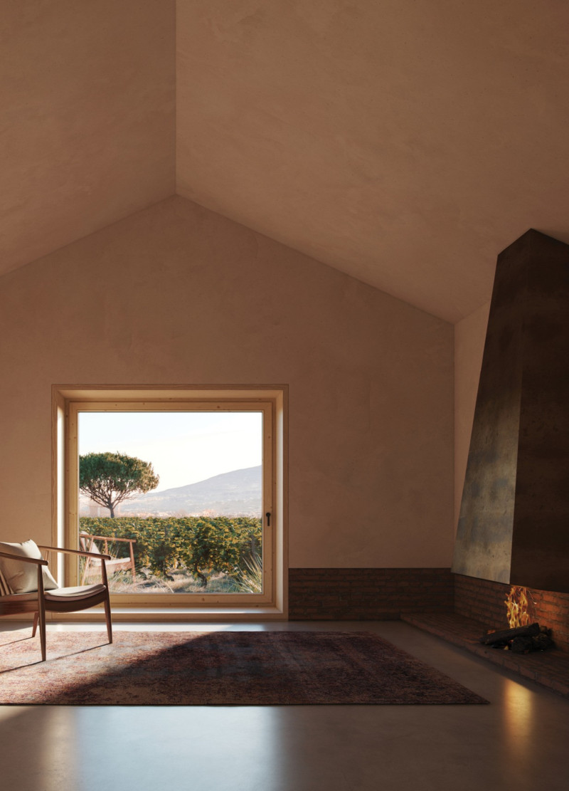 Charred Wood and Cotto Brick Retreats Enhancing Vineyard Experiences