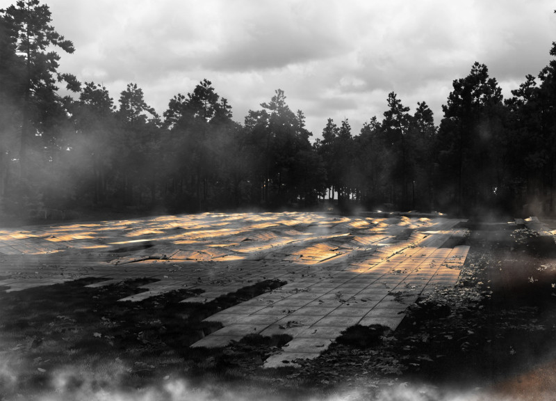 Morphed Topography with Flamed Granite and Hidden Lighting for Reflective Remembrance