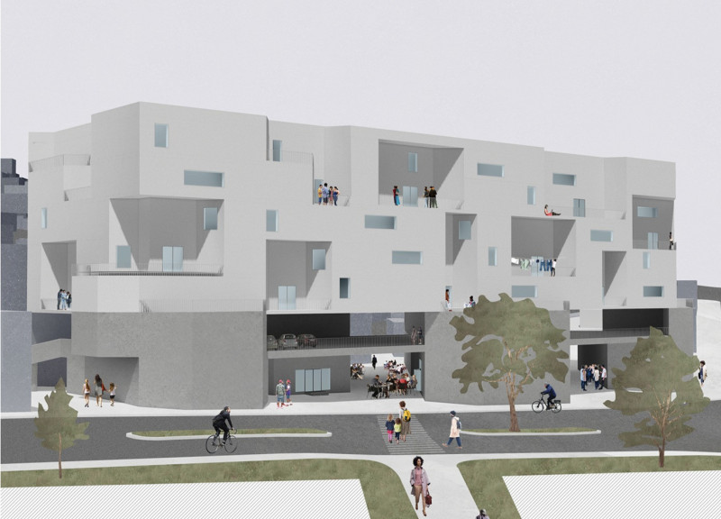 Concrete Podiums and Public Pathways Enhancing Urban Connectivity