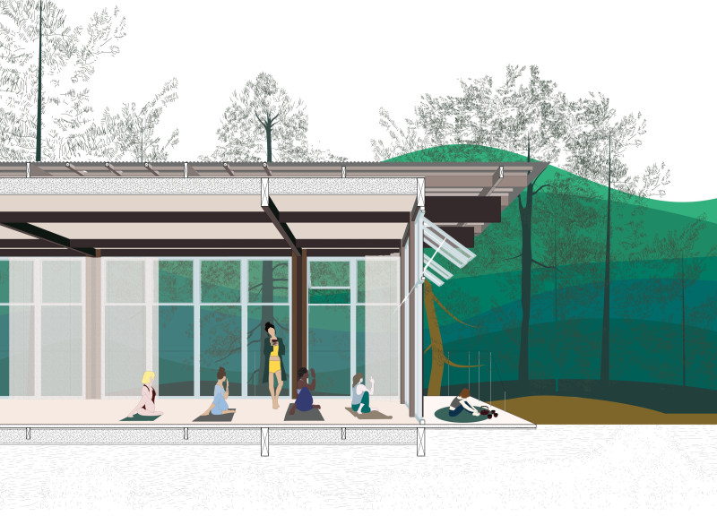 Burnt Wood Structures and Phytopurification in a Mountain Retreat