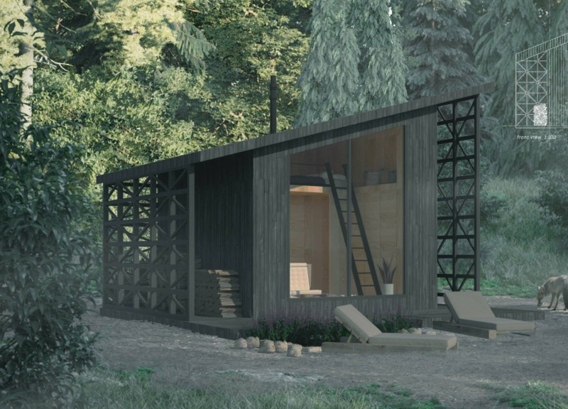 Biosporin Insulation and Burnt Wood Create Sustainable Microhome Living