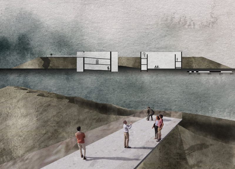 Mirrored Facades and Ethereal Light in a Geological Visitor Center