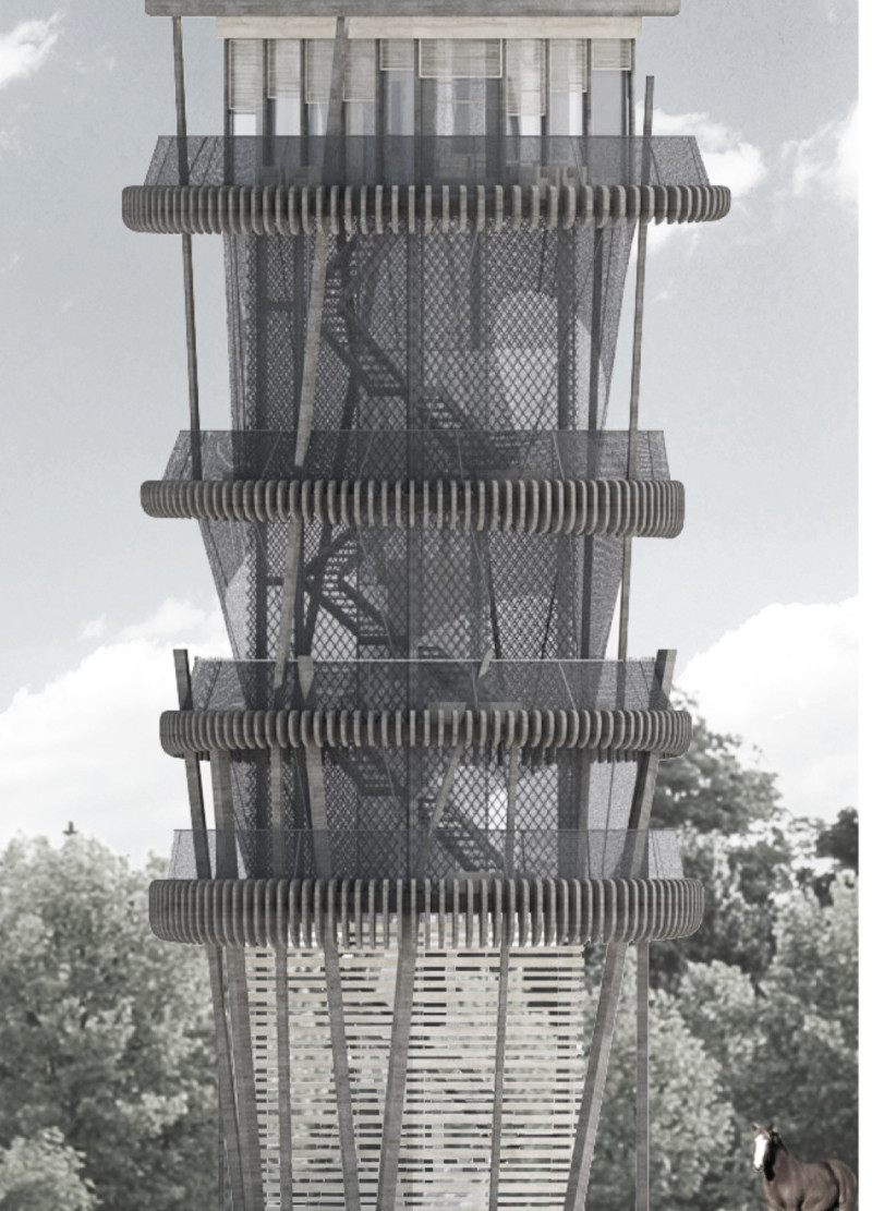 Oxidized Wood and Steel Structure Enhancing Community Connection