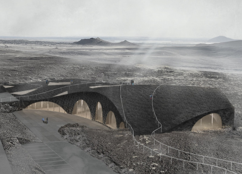 Cave-Like Dining Experience with Local Rocks and Greenery