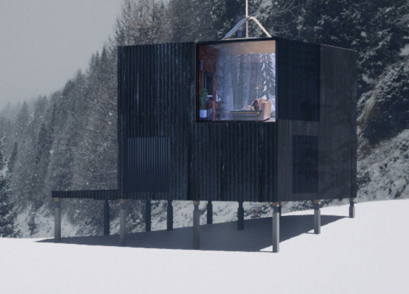 Glass Modules and OSB Structure in Sustainable Living Spaces