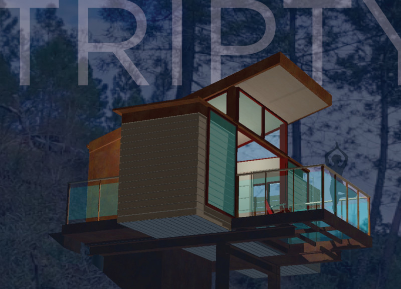 Weathering Steel and Cedar Nestled Within Nature's Tranquility