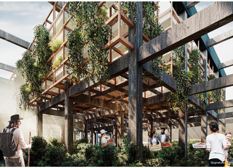 Charred Wood Shingles and Glass Integration in a Sustainable Greenhouse Dining Experience