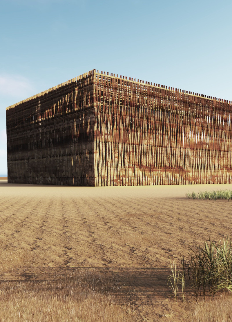 Wickerwork Façade and Reinforced Concrete Structure in a Sustainable Community Hub