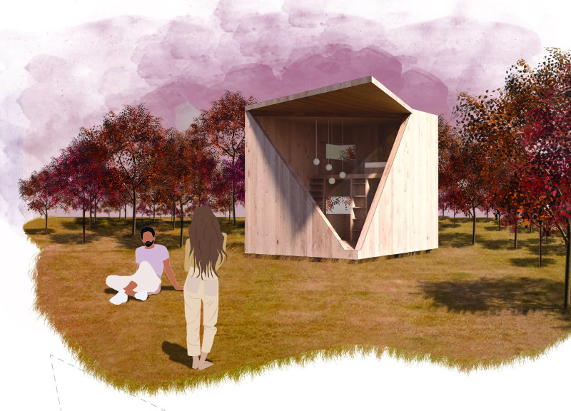 Mobile Eave Structure with Cross-Laminated Timber and Microcement Finish