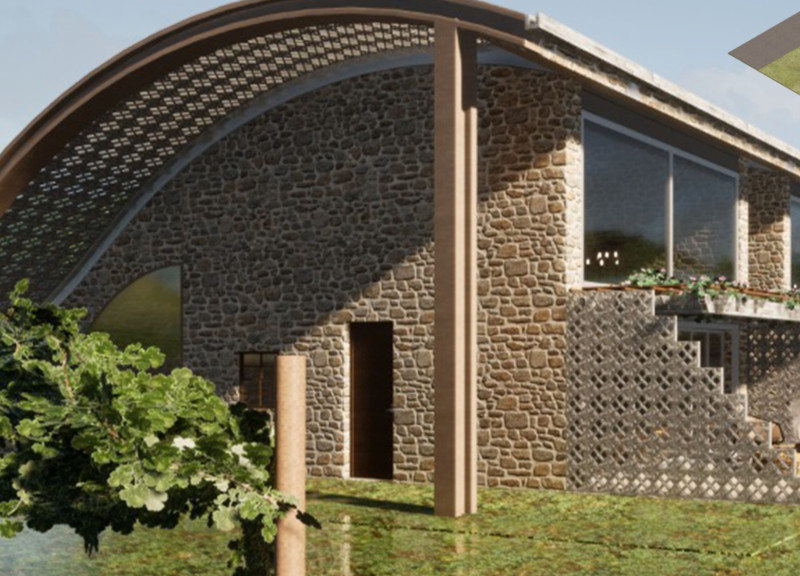 Domed Tunnel and Glazed Facades in a Vineyard Community