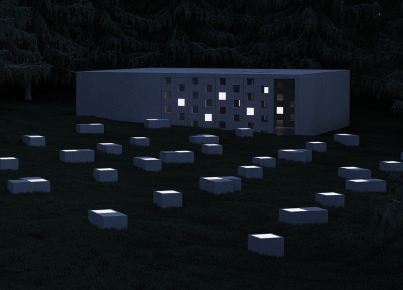 Light-Infused Columbarium with Dynamic Wells for Reflection
