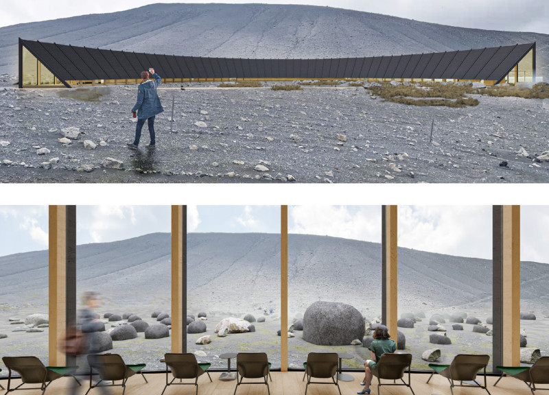 Crystal Façade Embracing Volcanic Landscape with Nonlinear Exploration Paths