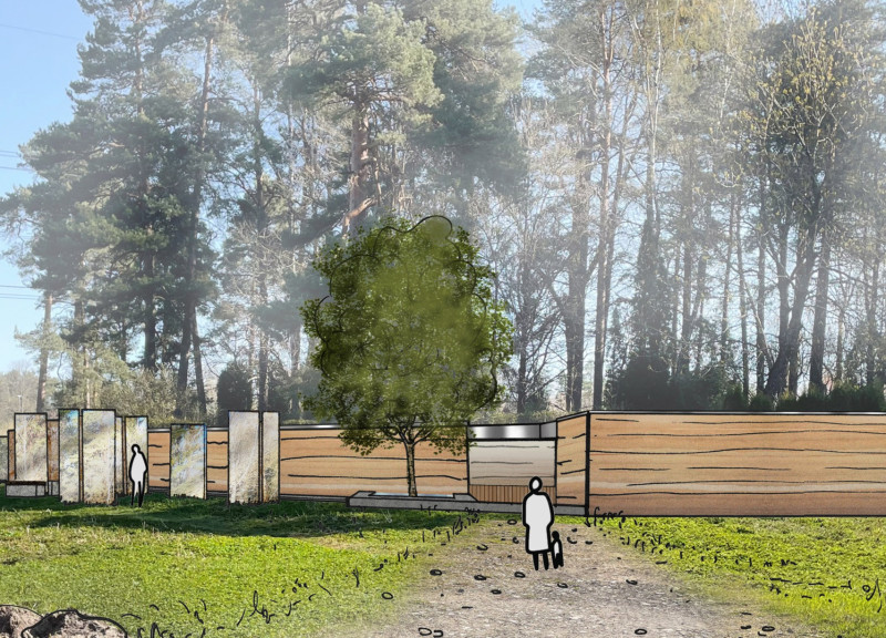 Granite Monoliths and Stainless Steel Create Reflective Space for Remembrance