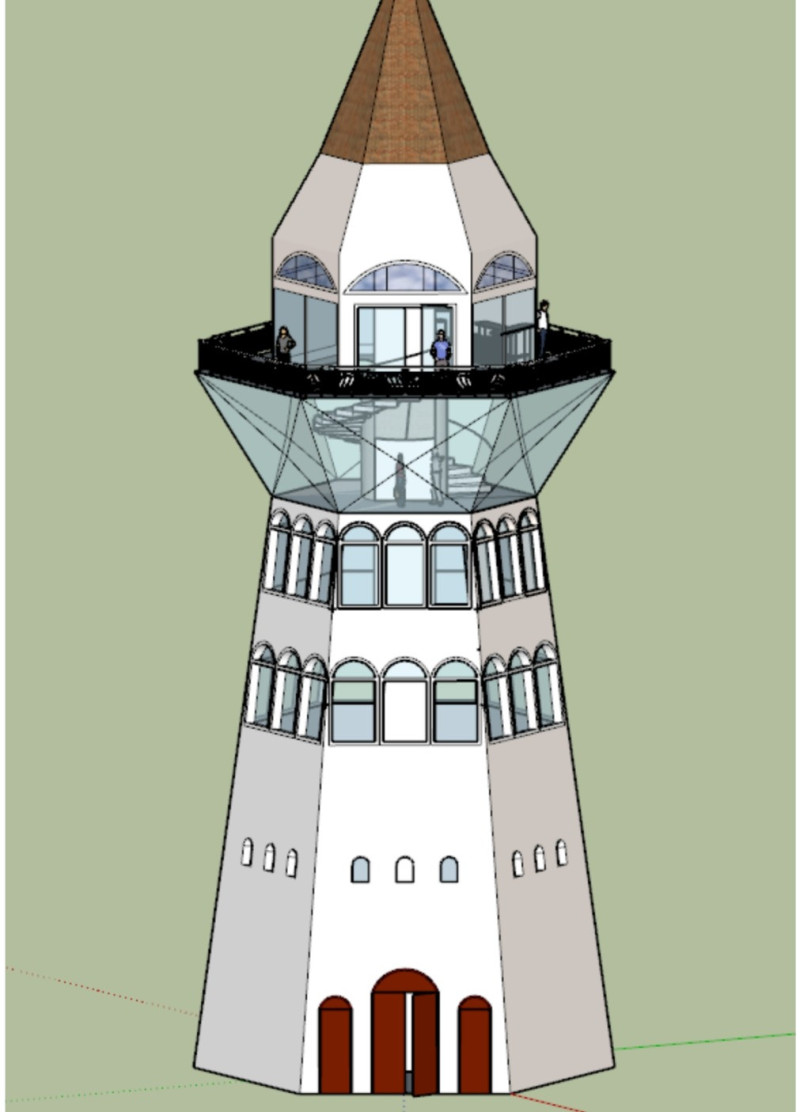 Clear Glass Walls and Red Brick Form Create a Unique Observation Experience