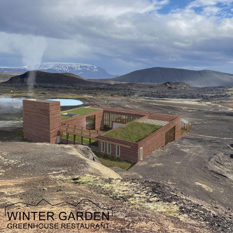 Dark Brick Crater Structure Engaging Community Through Agricultural Sustainability