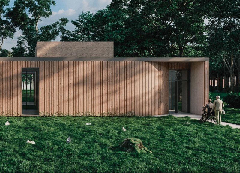 Natural Light and Concrete High Points in a Reflective Hospice Space