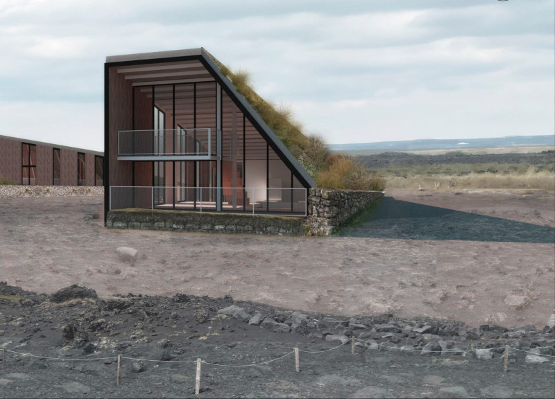 Turf Walls Embracing Volcanic Forms in Community Spaces