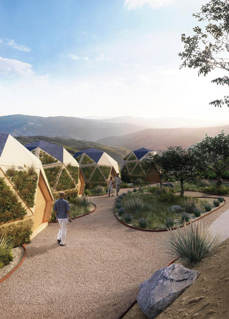 Wooden Domes Embracing Nature with Glulam-Board and Thermohemp for Tranquil Retreats