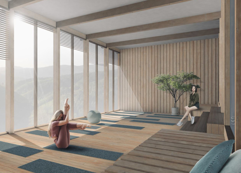 Reed Filtration and Hanging Courtyard in a Mountain Retreat