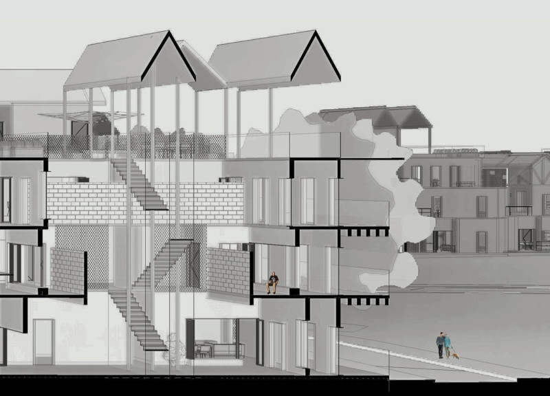 Water Tanks Integrated into Communal Shared Yards for Suburban Living