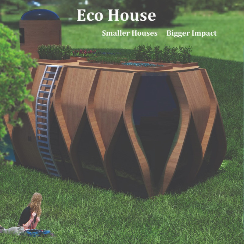 Bamboo Eco Home with Rooftop Garden and Water Management Systems