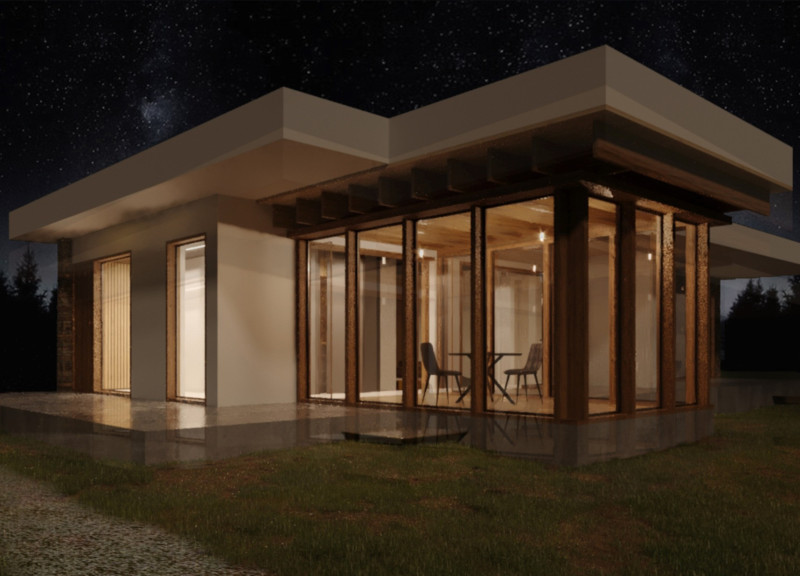 Rammed Earth Walls and Natural Masonry in a Compact Sustainable Retreat