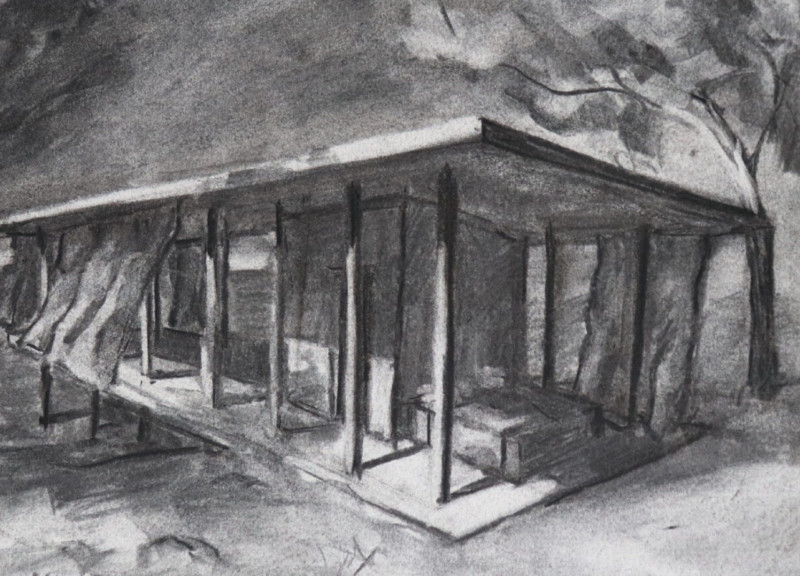 Shadows and Textures of White Concrete and Steel in a Modern Home